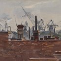 Leningrad urban scenery with cranes 1964 70x100